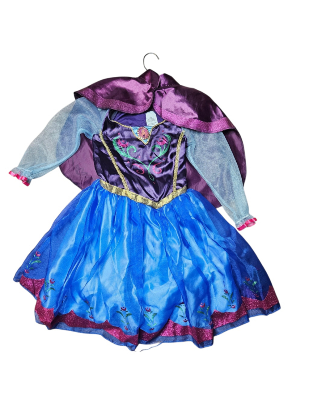 Disney Frozen Anna 4-6X Blue Purple Princess Dress Costume Cape - Picture 2 of 7